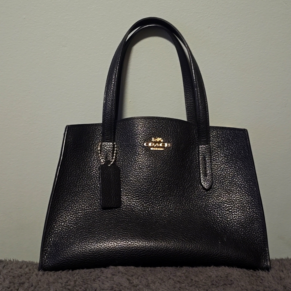 **CHARLIE CARRY ALL BLACK LEATHER COACH PURSE**